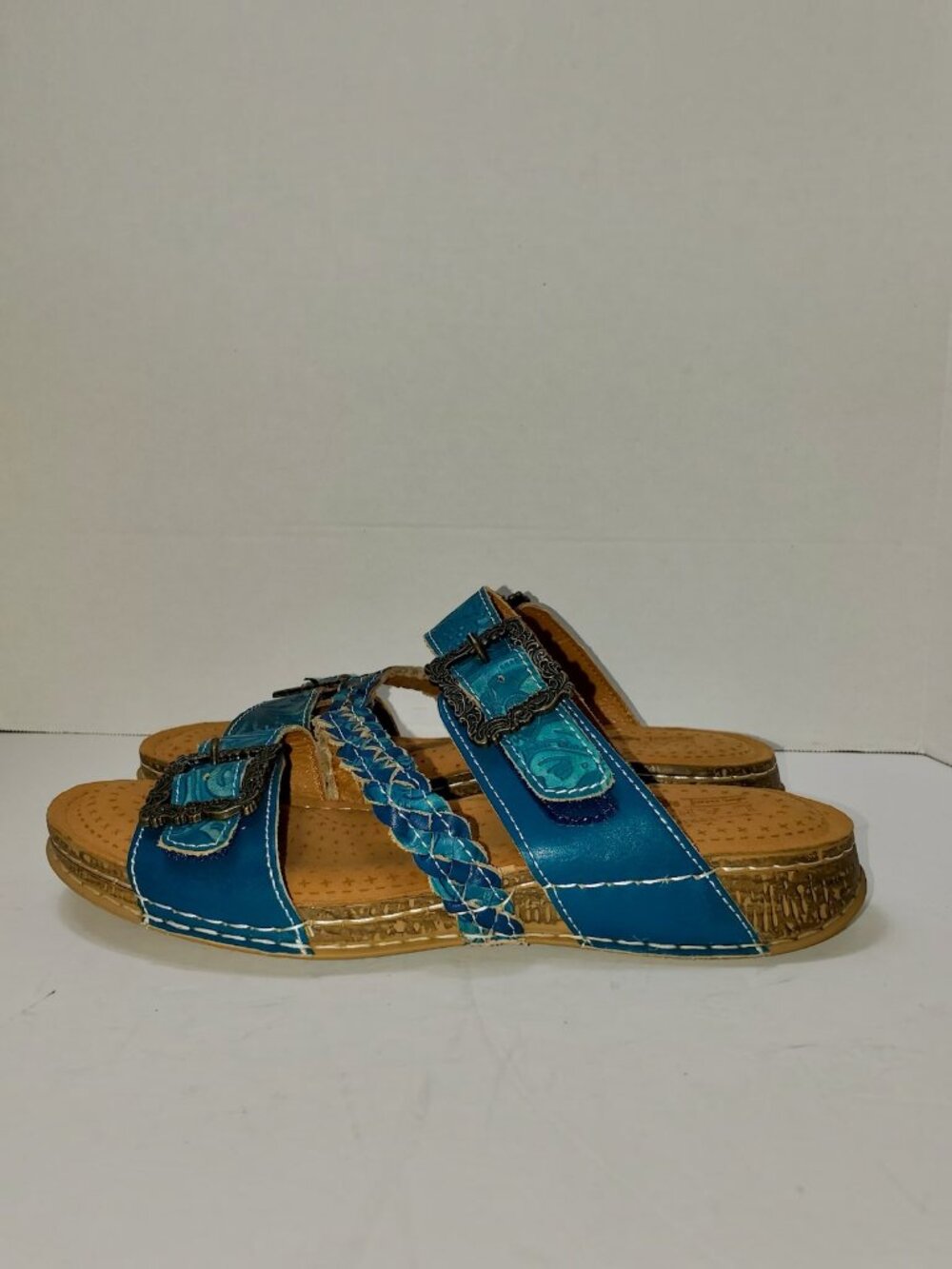 L'Artiste by Spring Step Women's Blue Slide Sandals, Size 40 (EU), 9 (US)